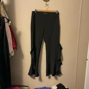 Chic Black Flare Pants with Ruffle Detail